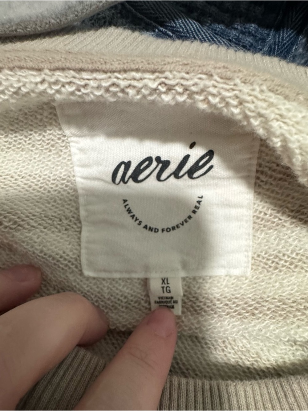 Aerie Striped Crewneck Sweater in Beige and Cream - Picture 3 of 3